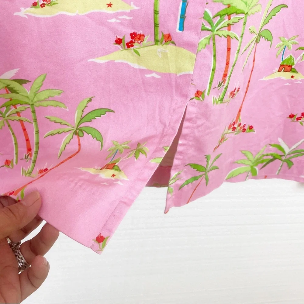 LaVie Boheme  Shift Dress Pink Tropical Palm Trees Sleeveless Size 8 - Picture 4 of 12